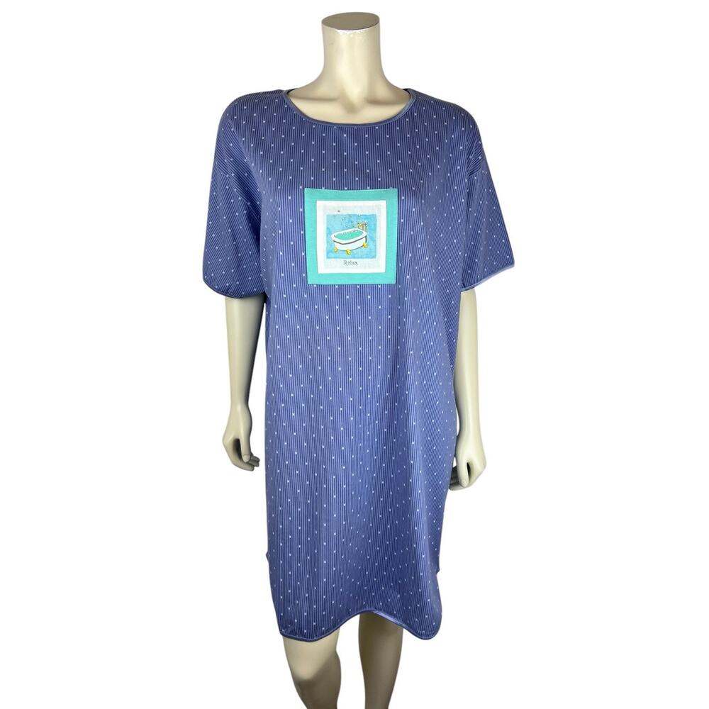 Vintage Relevant Products Sleep Shirt Dress One Size Graphic Print Bathtub 90s
